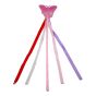 Girls iridescent butterfly wand decorated with satin ribbon, feathers and tinsel.
