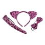 Leopard print cat ears, tail and bow set.
