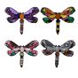 Black colour plated dragonfly brooch with multicolour enamelling.

