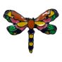 Black colour plated dragonfly brooch with multicolour enamelling.
