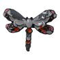 Black colour plated dragonfly brooch with multicolour enamelling.
