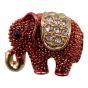 Elephant design brooch with genuine crystal stones and coloured enamelling.
