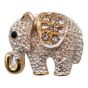 Elephant design brooch with genuine crystal stones and coloured enamelling.