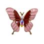 Gold colour plated butterfly design brooch with a genuine AB crystal stone, a imitation pearl and coloured enamelling.