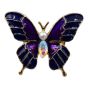 Gold colour plated butterfly design brooch with a genuine AB crystal stone, a imitation pearl and coloured enamelling.