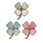 Gold colour plated flower brooch with imitation mother of pearl and genuine Clear crystal stones.
