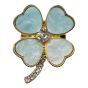 Gold colour plated flower brooch with imitation mother of pearl and genuine Clear crystal stones.
