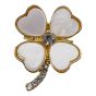 Gold colour plated flower brooch with imitation mother of pearl and genuine Clear crystal stones.
