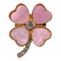 Gold colour plated flower brooch with imitation mother of pearl and genuine Clear crystal stones.
