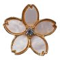 Gold colour plated flower brooch with imitation mother of pearl and genuine Clear crystal stones.