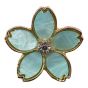 Gold colour plated flower brooch with imitation mother of pearl and genuine Clear crystal stones.