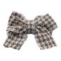 Taupe and White houndstooth tweed bow concord with Gold colour lurex threads.
