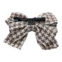 Taupe and White houndstooth tweed bow concord with Gold colour lurex threads.
