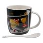 Graduation print design cup and spoon gift set.

