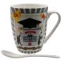 Graduation print design cup and spoon gift set.
