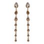 Gold colour plated pierced drop earrings with faceted Topaz stones.
