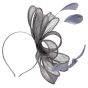 Sinamay fascinator on a satin covered alice band with feathers.