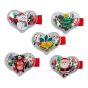 Girls grosgrain covered concord clips with confetti filled acrylic hearts, decorated with Christmas themed motifs.
In assorted designs, size and colours.
