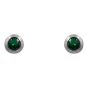 Rhodium plated sterling Silver stud earrings with Emerald cubic zirconia stones.
