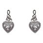 Rhodium plated sterling Silver heart design drop earrings with Clear cubic zirconia stones.
