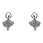 Rhodium plated sterling Silver ballerina design stud earring with Clear cubic zirconia stones.
