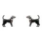 Rhodium plated sterling Silver dog design stud earrings.
