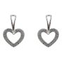 Rhodium plated sterling Silver heart design drop earrings with Clear cubic zirconia stones.
