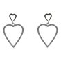 Rhodium plated sterling Silver heart design drop earrings with Clear cubic zirconia stones.
