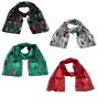 Satin and stripe Christmas tree design scarves.