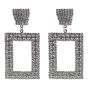 Venetti collection, Rhodium colour plated clip-on drop earrings with genuine Clear crystal stones.
