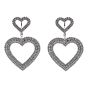 Venetti collection, Rhodium colour plated heart design clip-on drop earrings with genuine Clear crystal stones.
