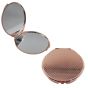 Rose Gold colour plated double sided compact mirror.
