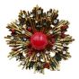 Venetti Collection, Antique Silver or Gold colour plated Christmas reef brooch with genuine crystal stones and bead.
