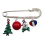 Venetti collection, Rhodium colour plated Christmas themed charm safety pin brooch, with coloured enamelling and genuine Clear crystal stones.
