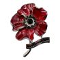 Rhodium colour plated poppy brooch with Red coloured enamelling and genuine Jet crystal stones.
