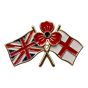 Boxed Enamelled Union Jack Flag & Poppy Brooch