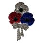 Gold or Rhodium colour plated poppy design brooch with genuine crystal stones.