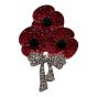 Gold or Rhodium colour plated poppy design brooch with genuine crystal stones.