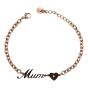 Rose gold colour plated stainless steel MUM bracelet with a genuine Clear crystal stones.
