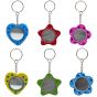 Rhodium colour plated, Mirrored keyring in assorted designs of Flower, Star and Heart.
In assorted colours and sizes
