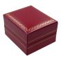 Burgundy leatherette card earring box, decorated with a Gold trim boarder