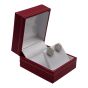 Burgundy leatherette card earring box, decorated with a Gold trim boarder