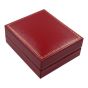 Classic Red leatherette deep pendant box with a Gold colour trim, White velvet and White satin interior.
