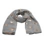 Light Grey Cotton feel, maxi scarves decorated with Rose Gold colour foil cats.