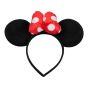 Black velvet feel alice band mouse ears, decorated with satin poufy polka dot bow detail

Measuring approx.: 19 cm x 22 cm, Band measuring approx 1.5cm wide

Pack of 12