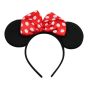 Black velvet feel alice band mouse ears, decorated with satin polka dot bow detail

Measuring approx.: 23 cm x 21 cm, Band measuring approx 1.5cm wide

Pack of 12