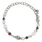 Rhodium colour plated heart design bracelet with genuine crystal stones.
Measuring approx. 7.75 inches long.
Presented on a display card in a clear opp bag.
Pack of 3.