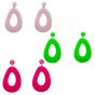 Rhodium colour plated, acrylic pierced drop earrings.
With hypoallergenic backs.
