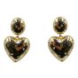 Gold colour plated heart design pierced drop earrings with genuine Clear crystal stones.
With hypoallergenic backs.
