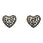 Gold colour plated pierced heart stud earrings with genuine Clear and AB crystal stones.
With hypoallergenic backs.
